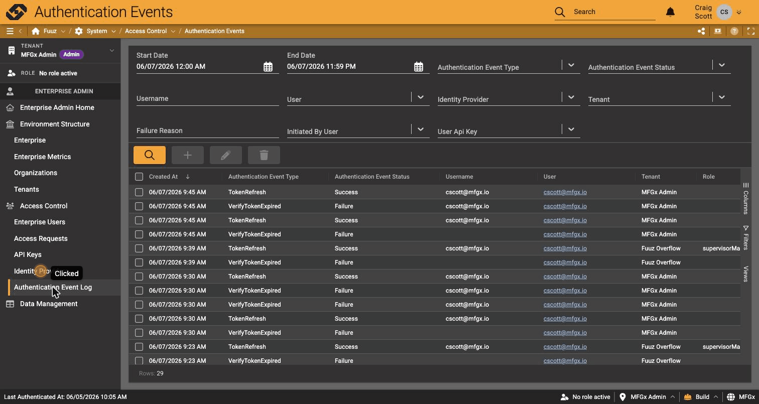 Authentication Event Log