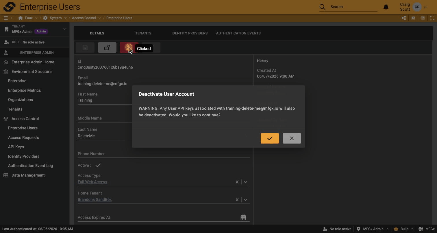 Deactivate dialog