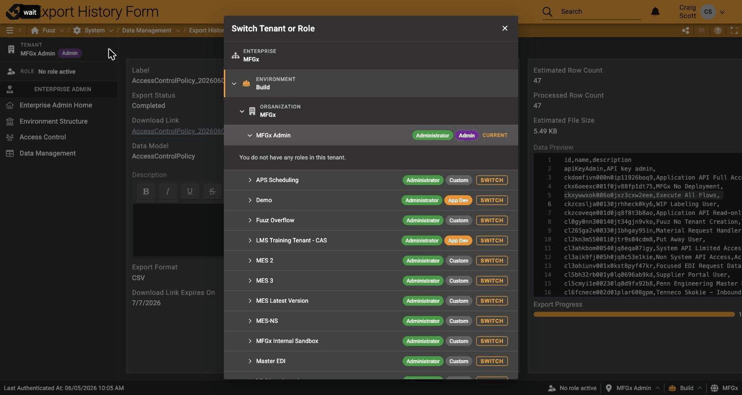 Environment switcher