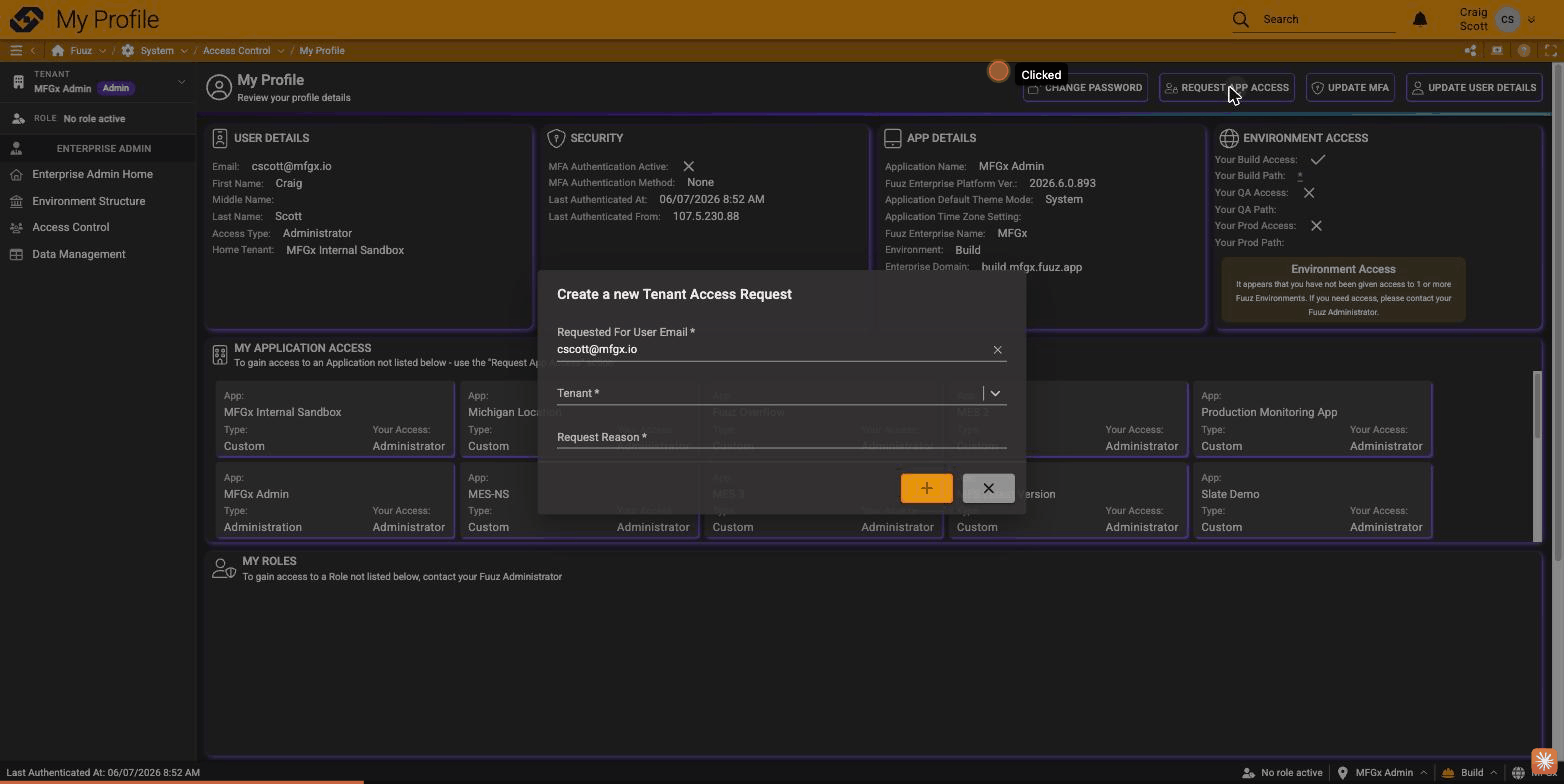 Request app access dialog