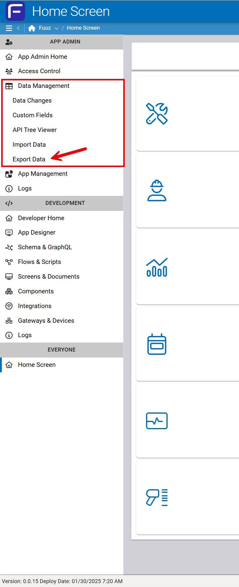 Administrator menu