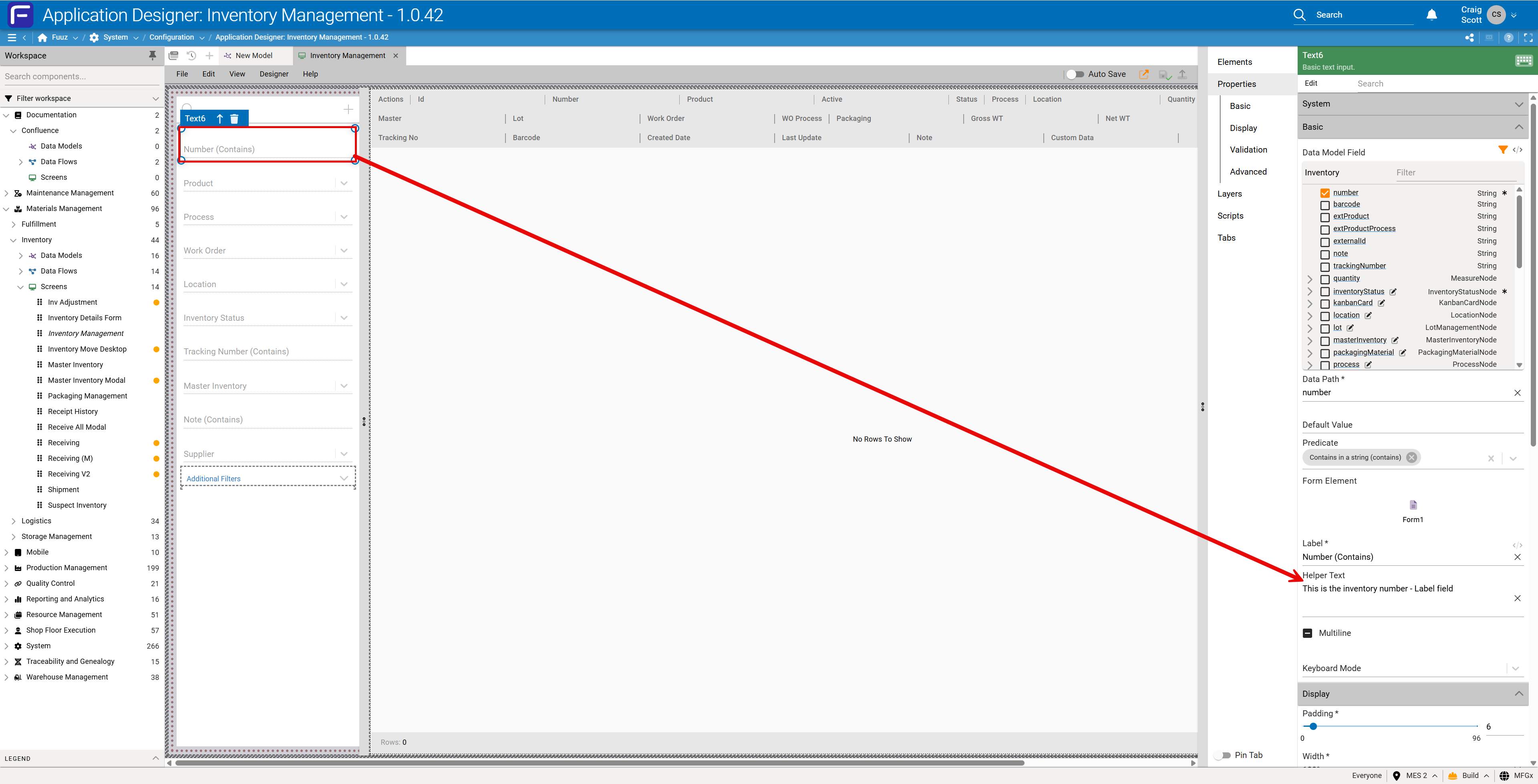Filter input vs. column descriptions