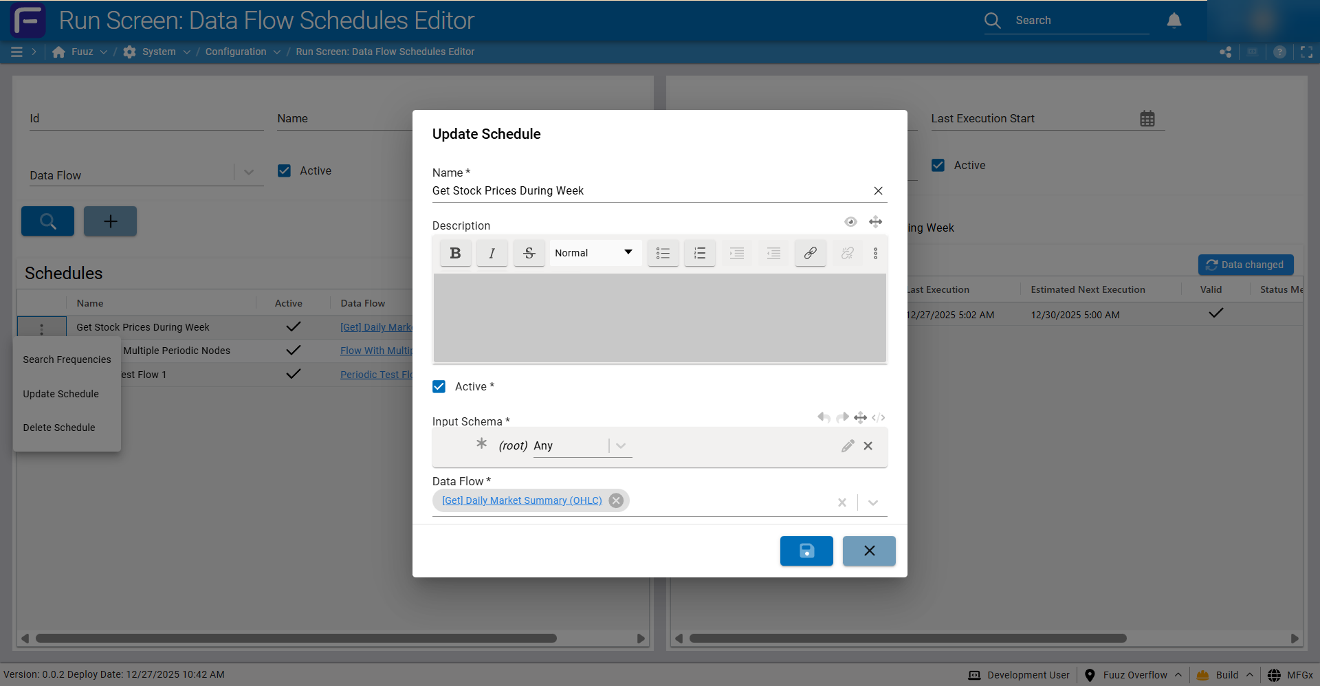 Schedule editor form