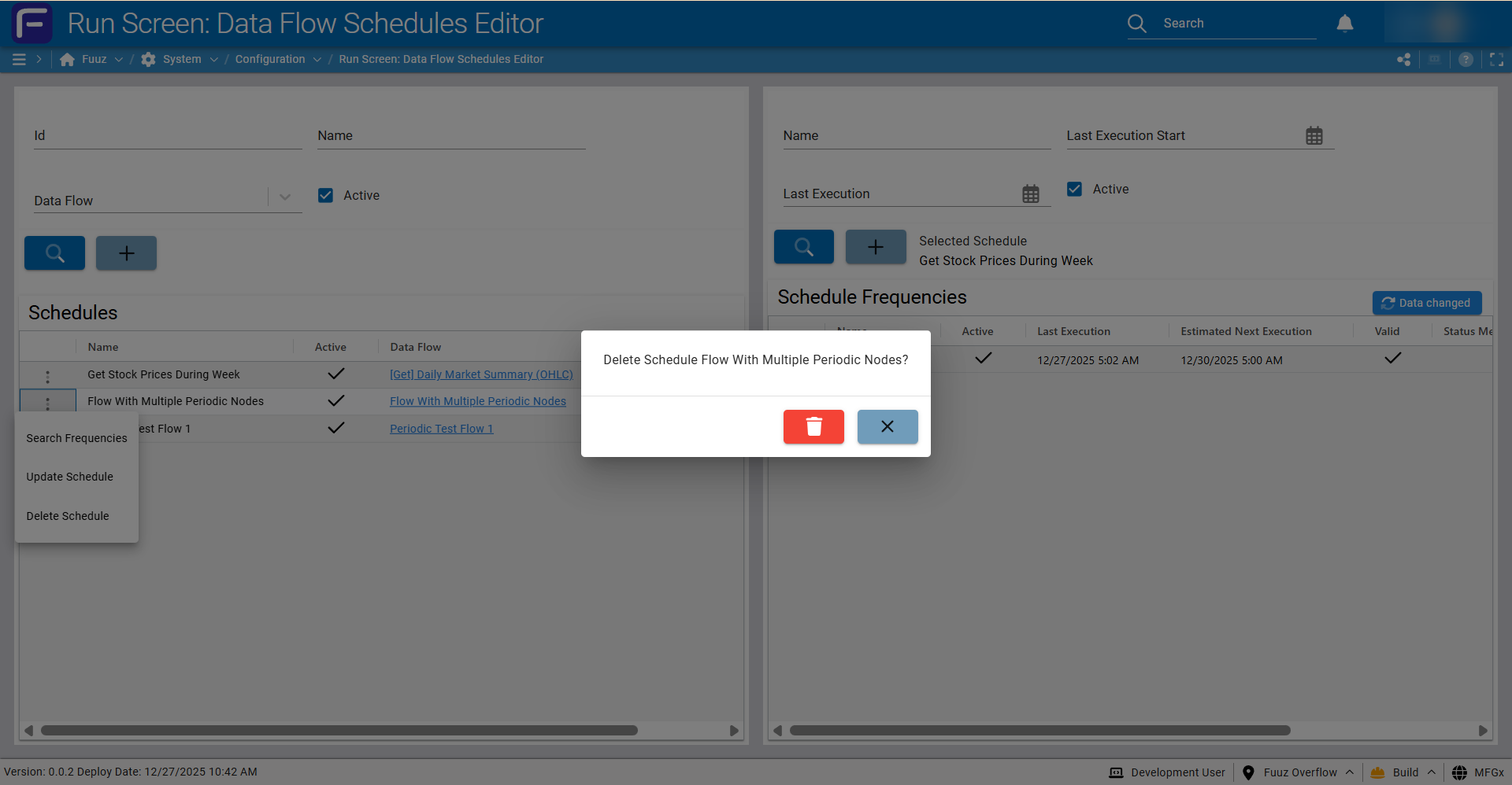 Schedule input schema