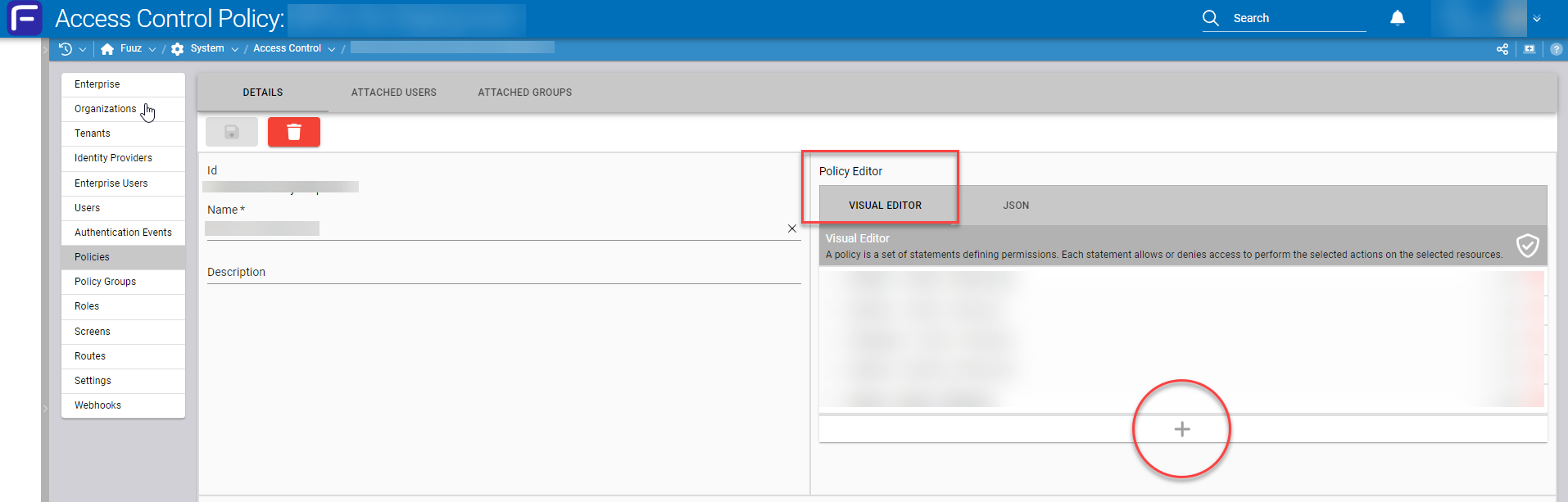 Policy details with add statement