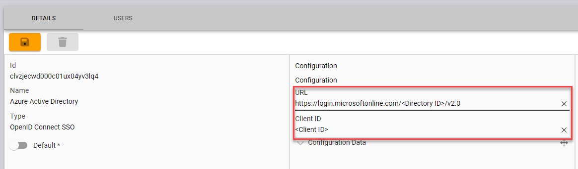 OIDC configuration panel