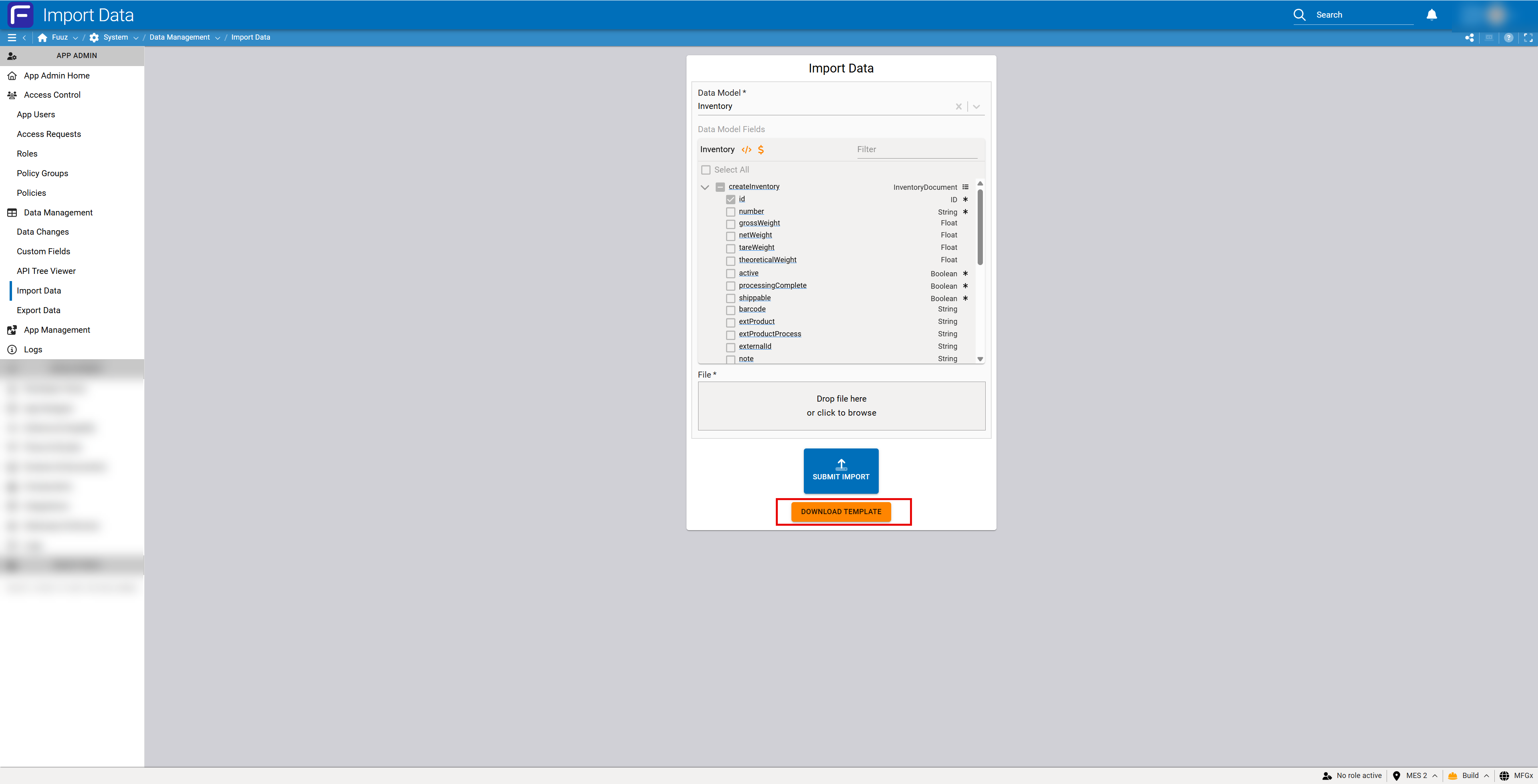 Download CSV template