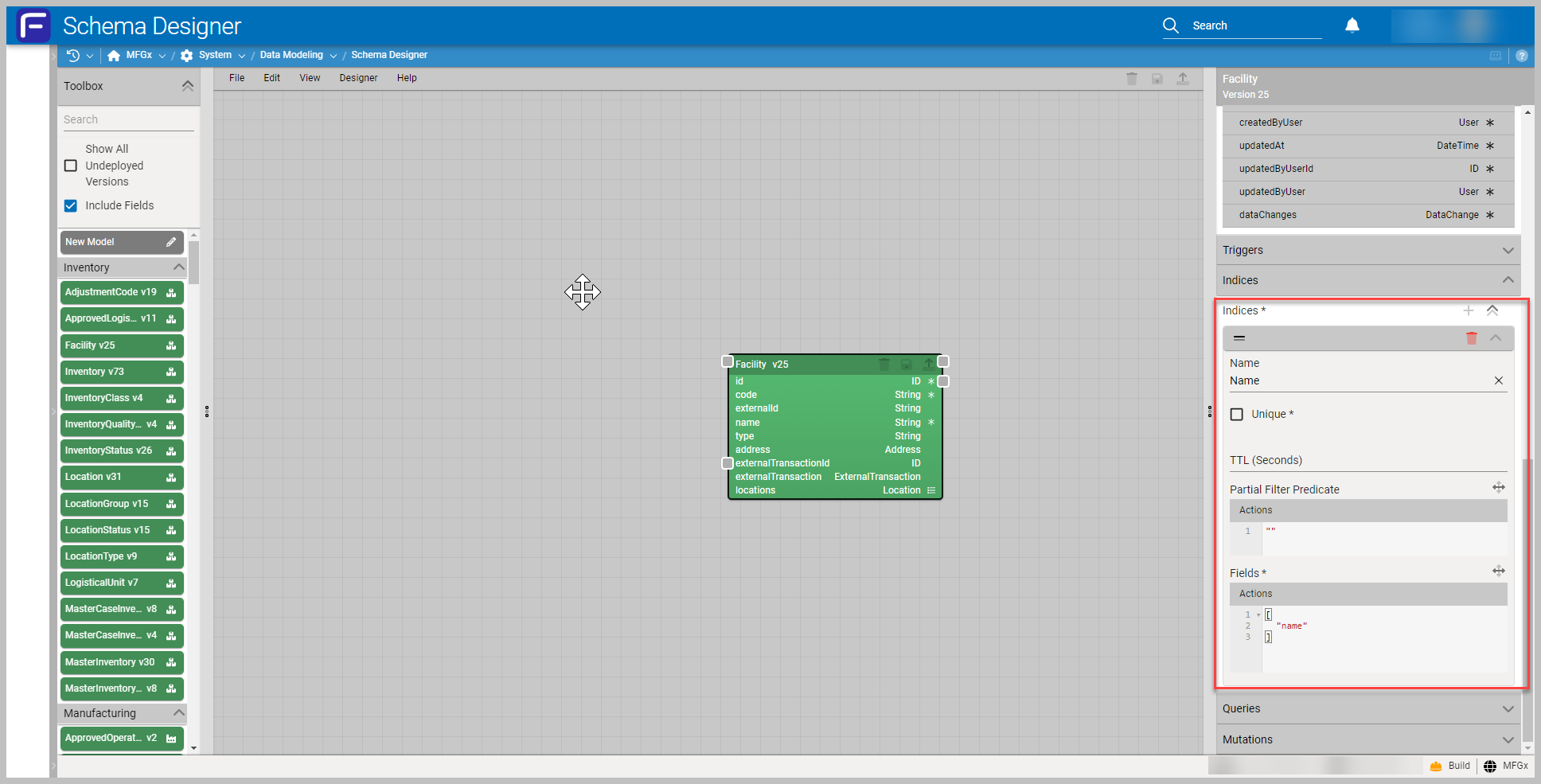 Index configuration