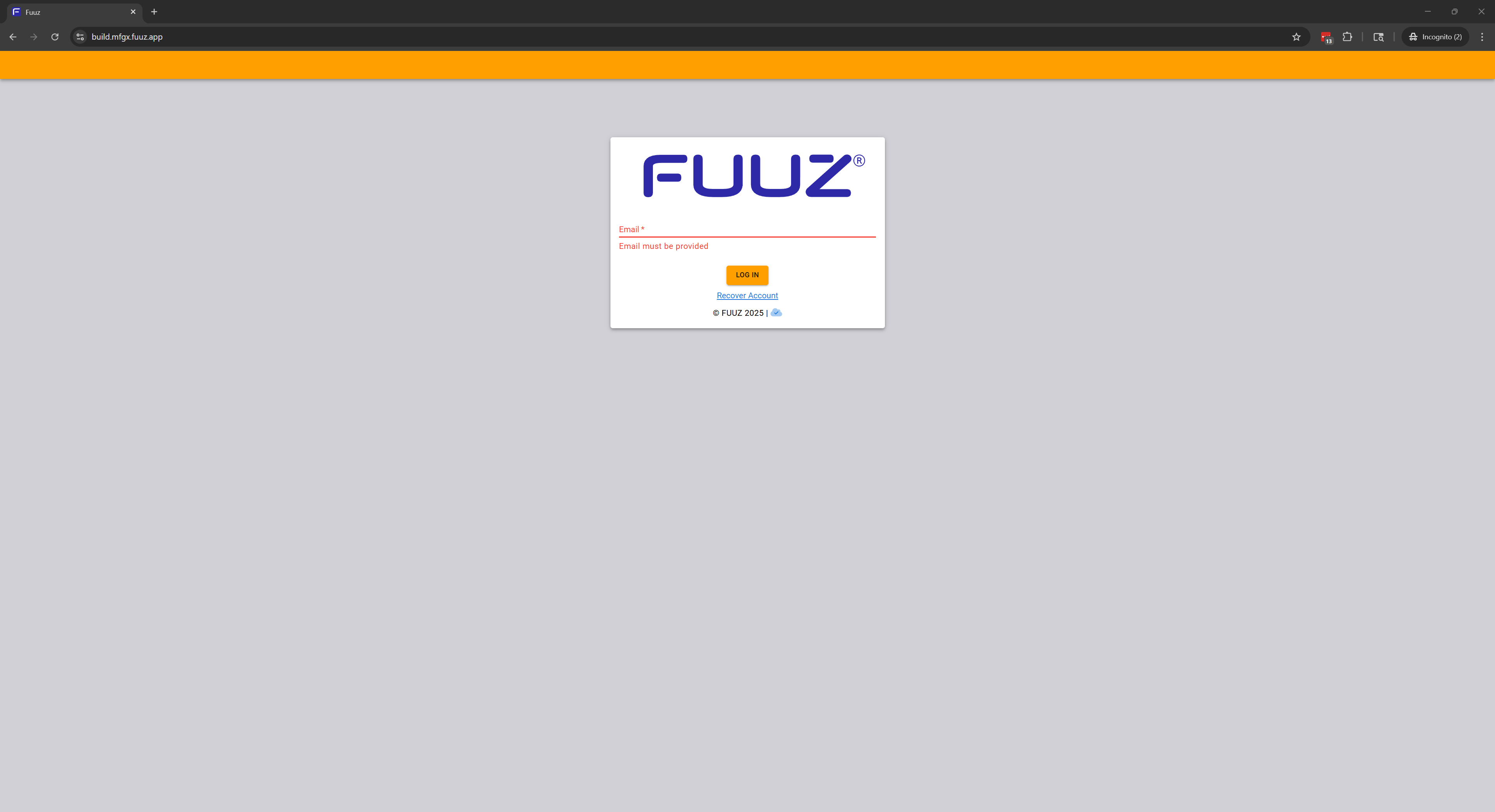 Fuuz login page