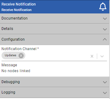 Receive Notification node configuration