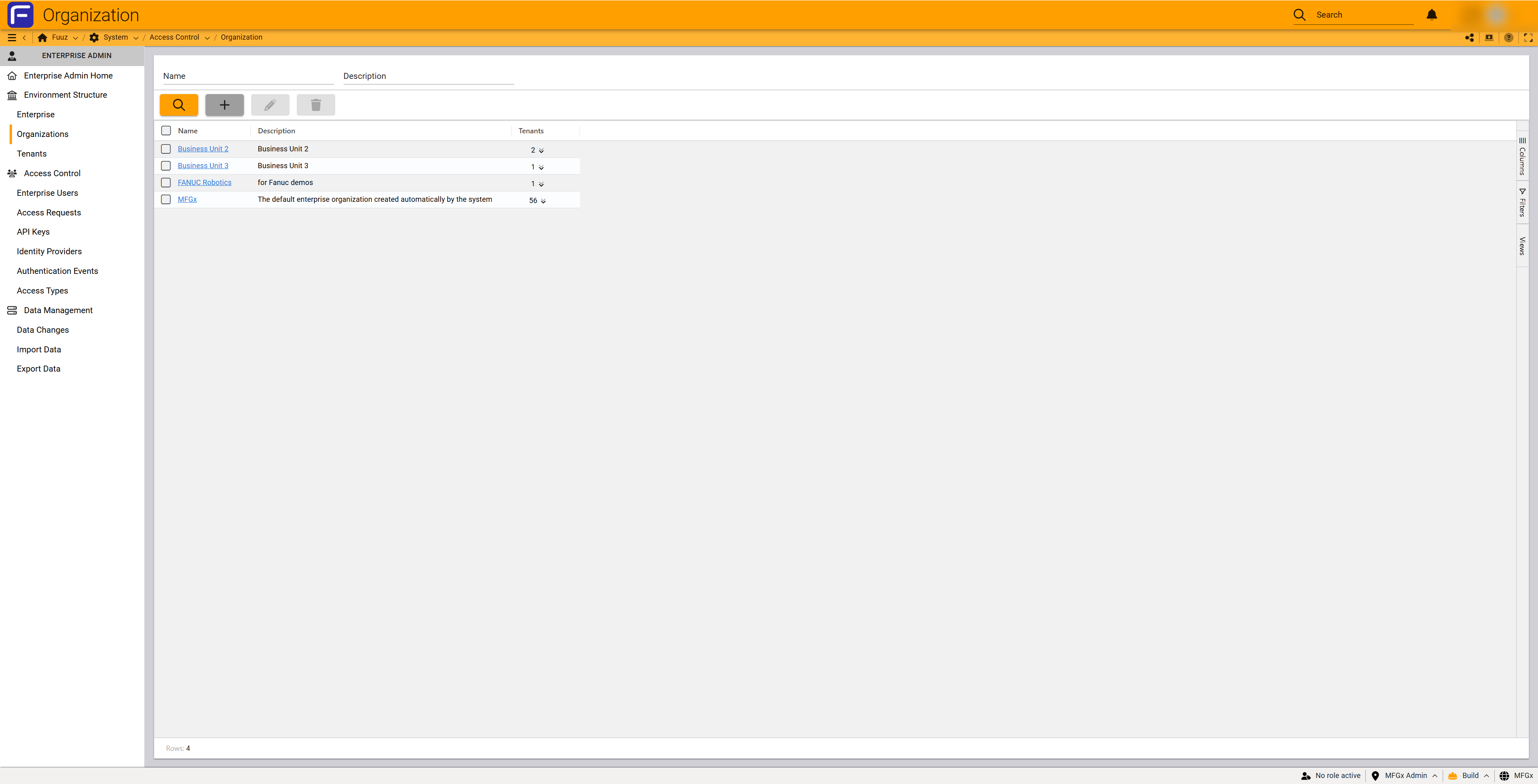 Organizations list