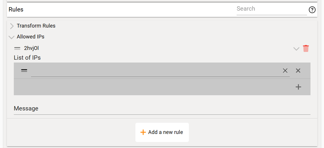 IP restrictions configuration