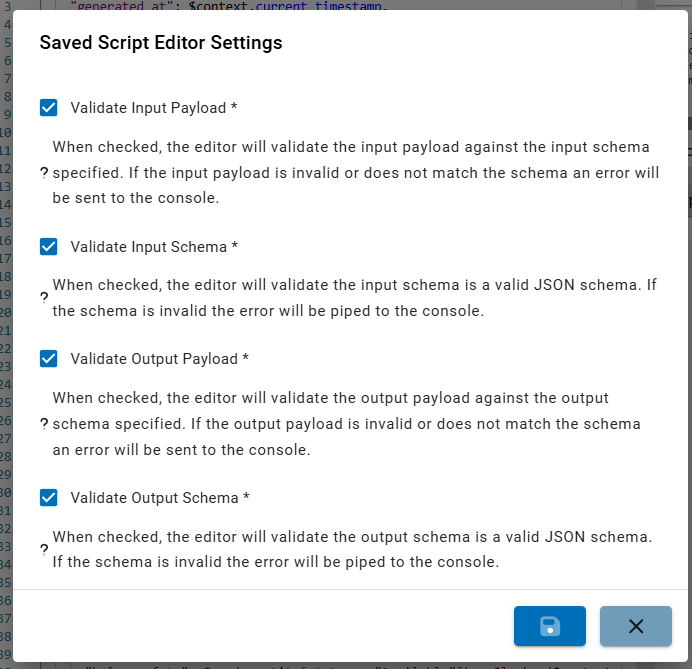 Save settings