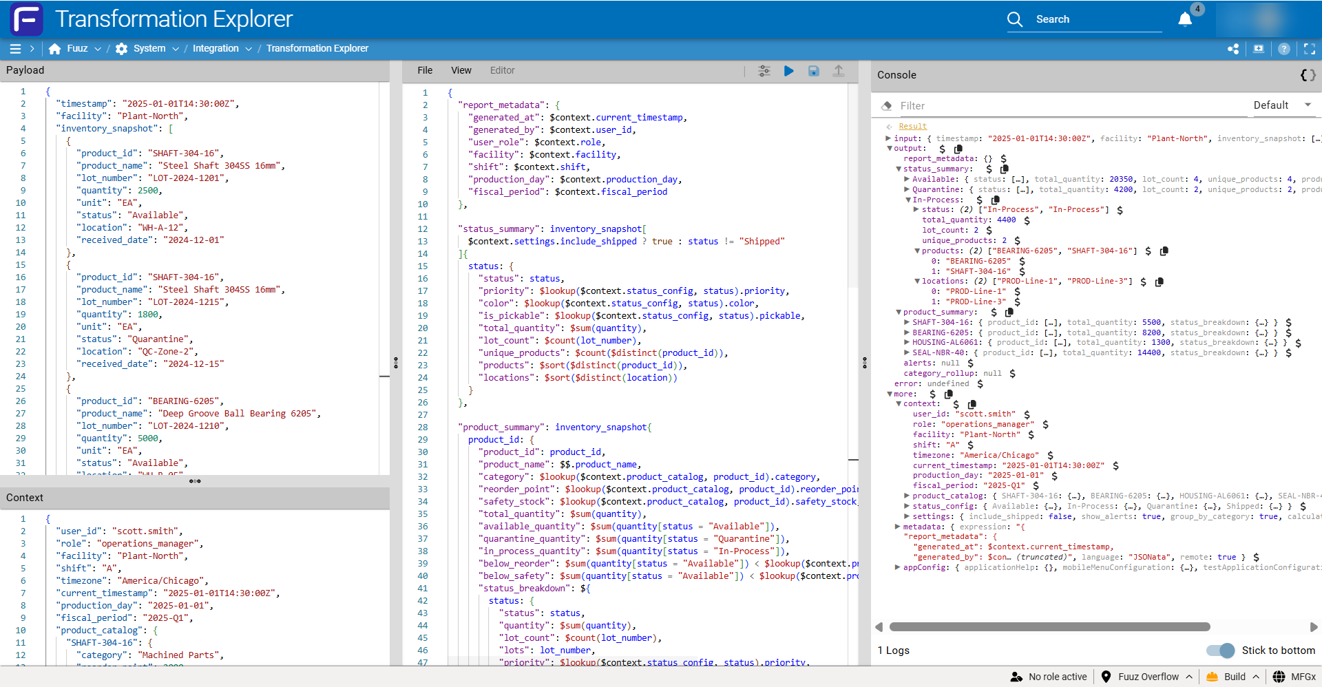 Testing transformation logic