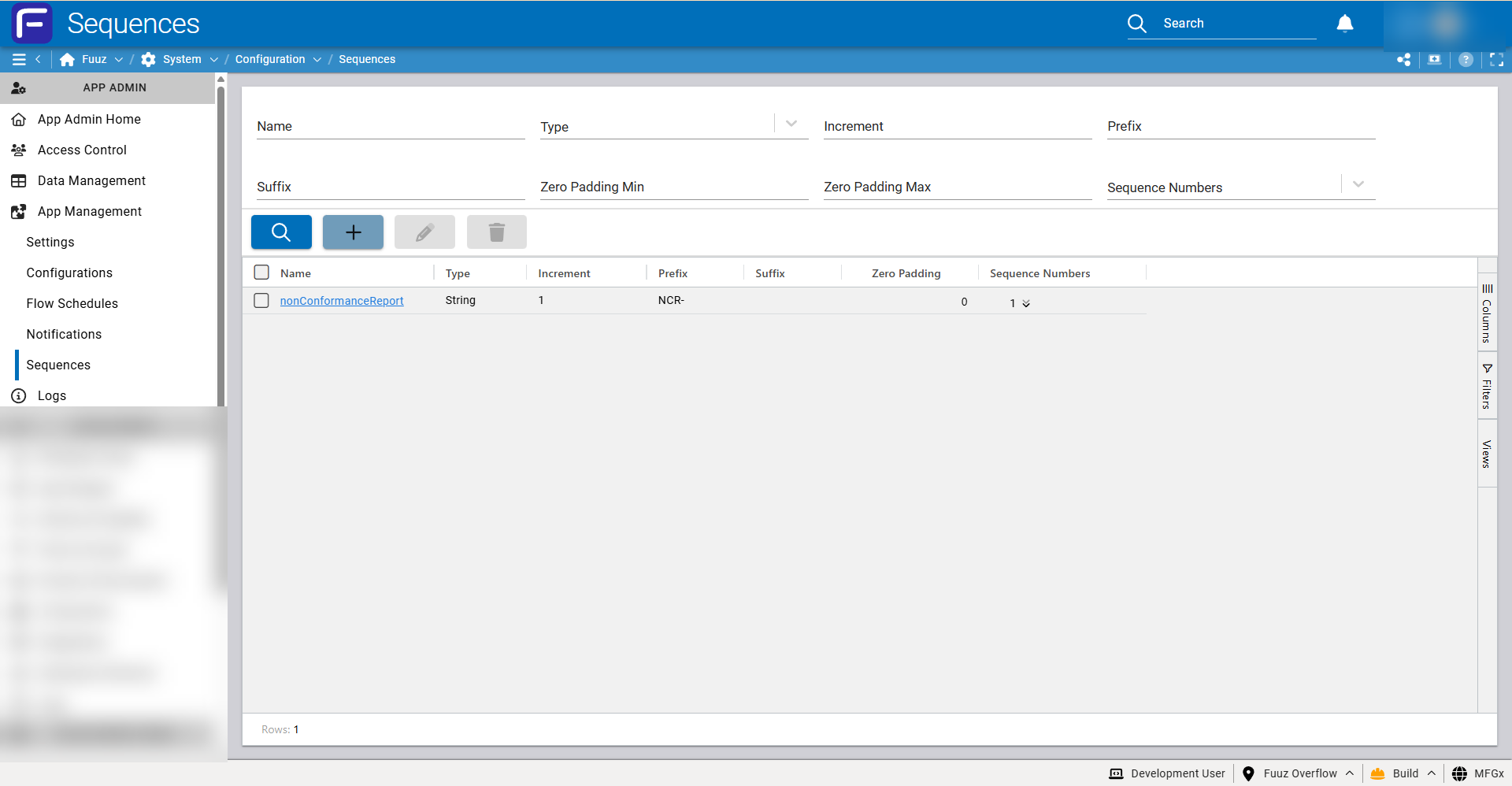 Sequences list screen