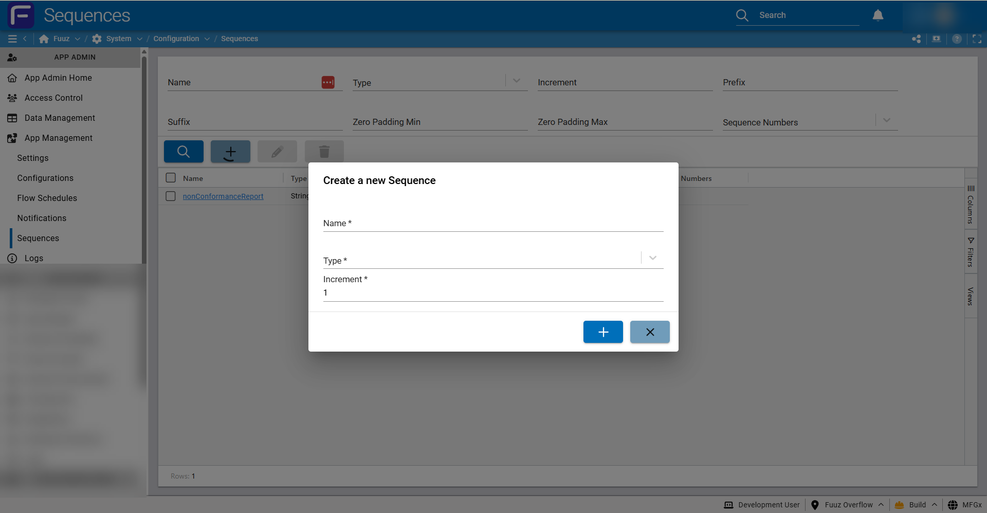Create sequence form
