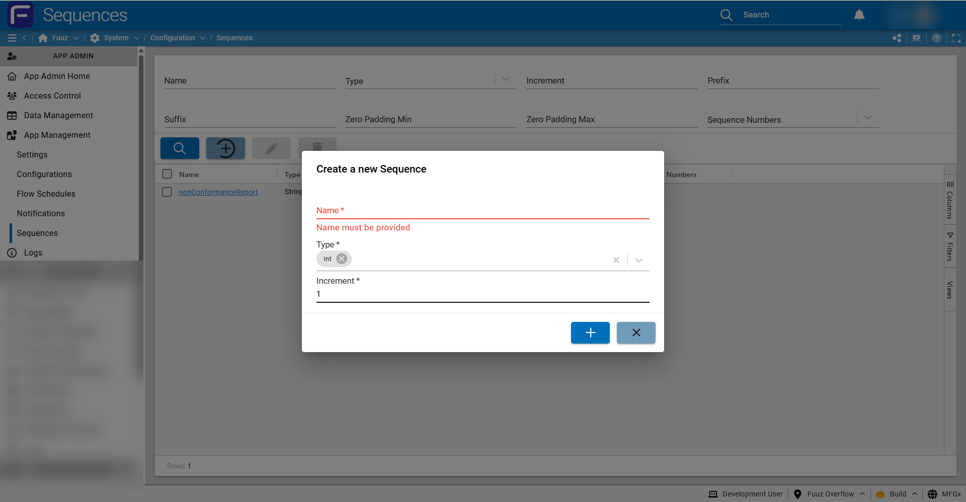 Int sequence configuration