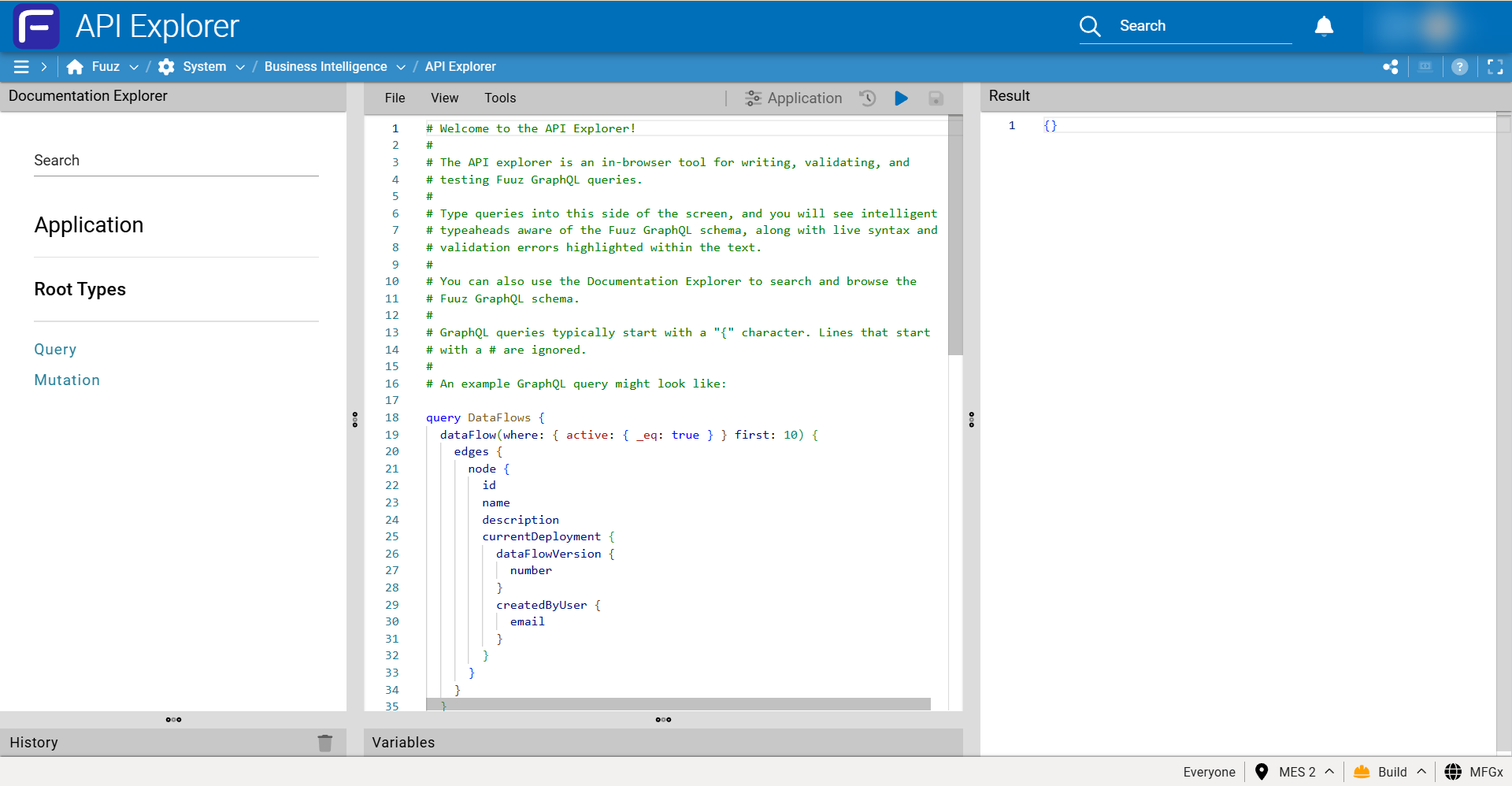 API Explorer location in the Fuuz platform
