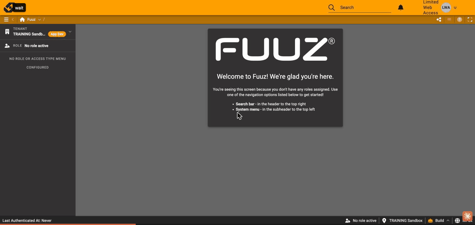 Web Access welcome screen