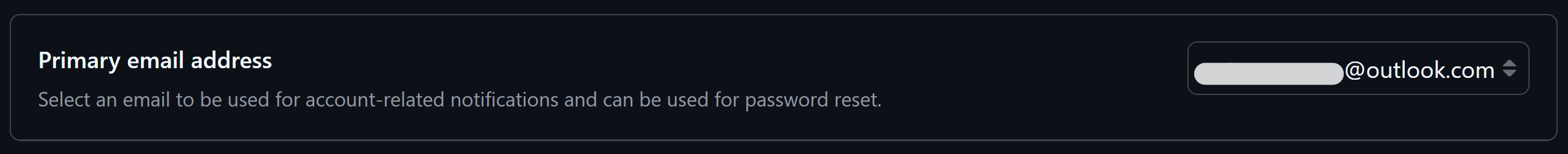 GitHub primary email address settings