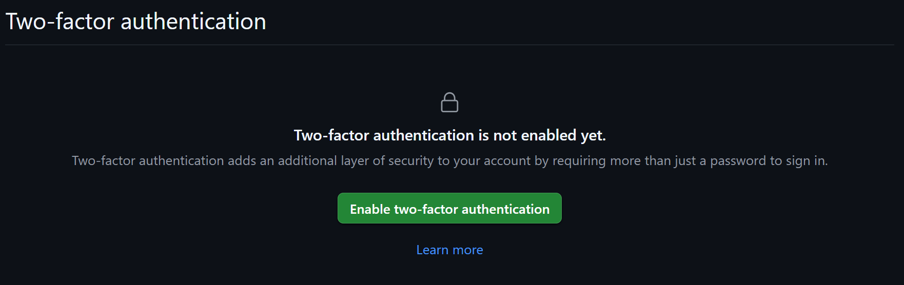 GitHub enable two-factor authentication