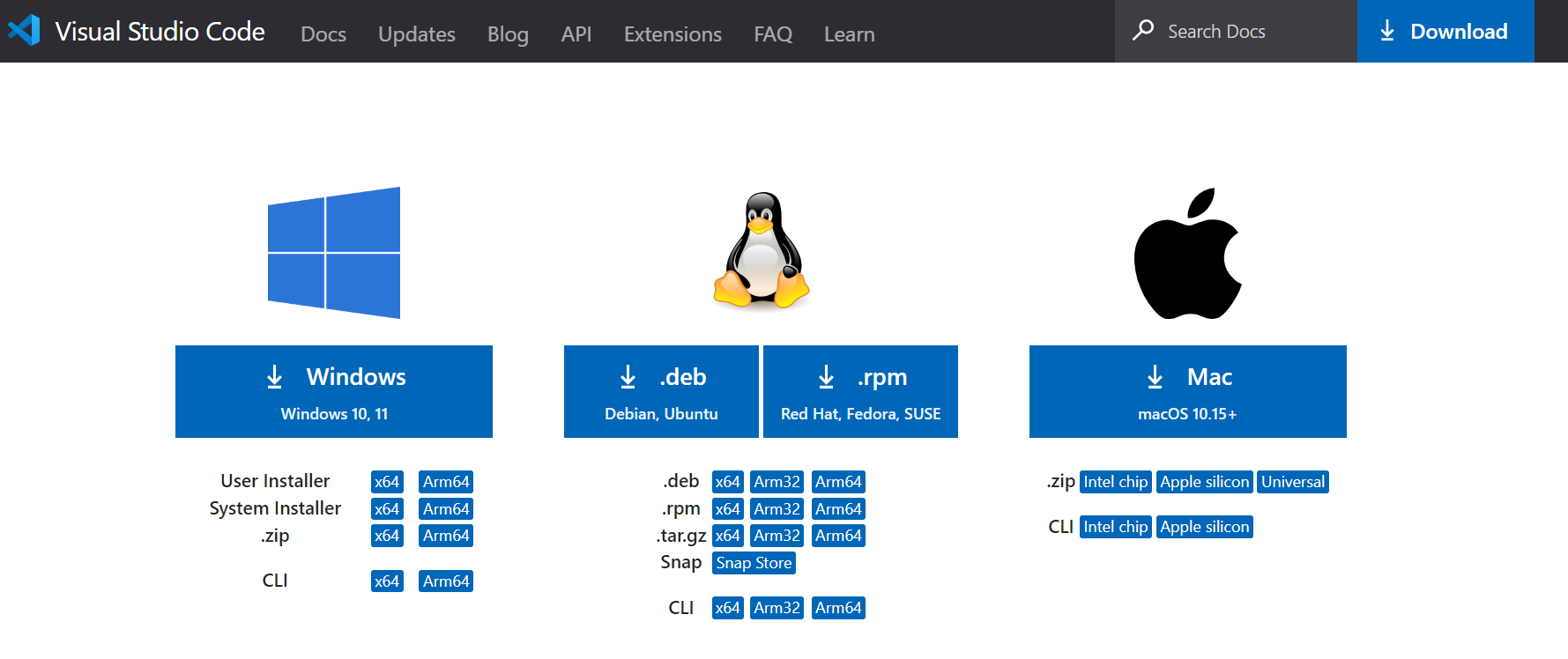 VSCode Download Page
