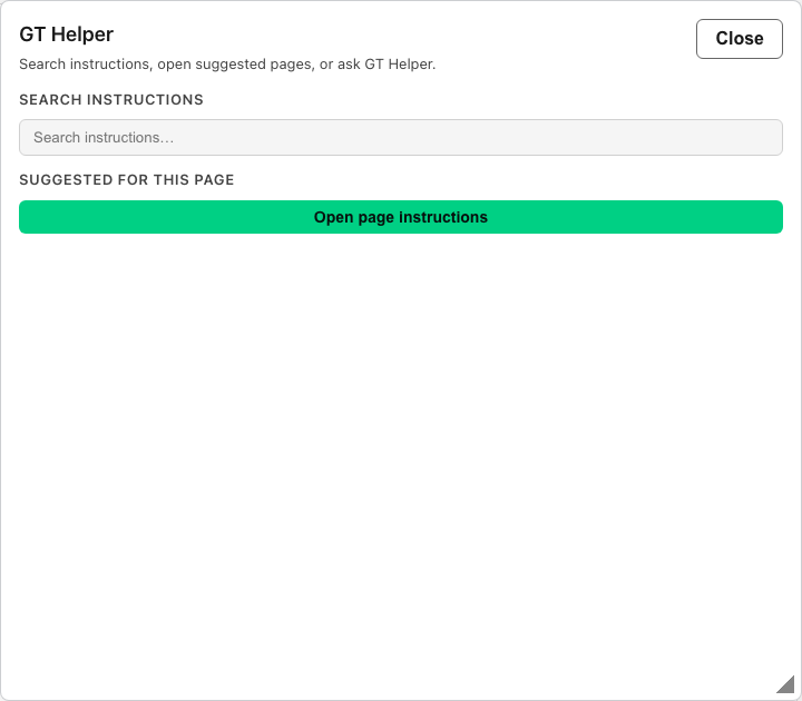 Control Panel GT Helper Settings workspace