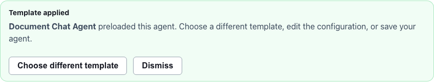 Template applied banner on Agent Configs
