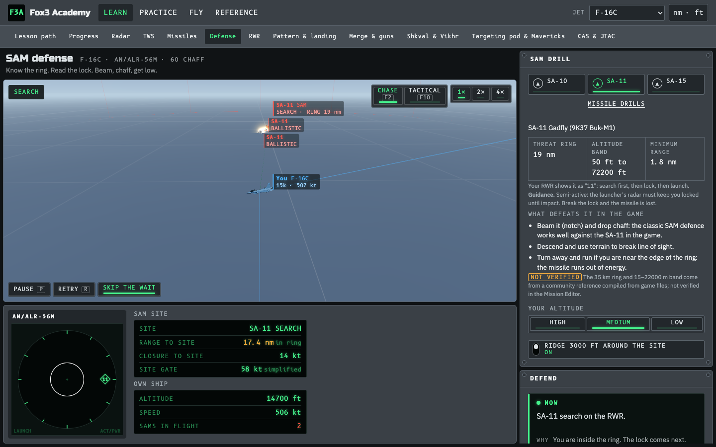 SA-11 drill: ring, altitude band and what defeats it