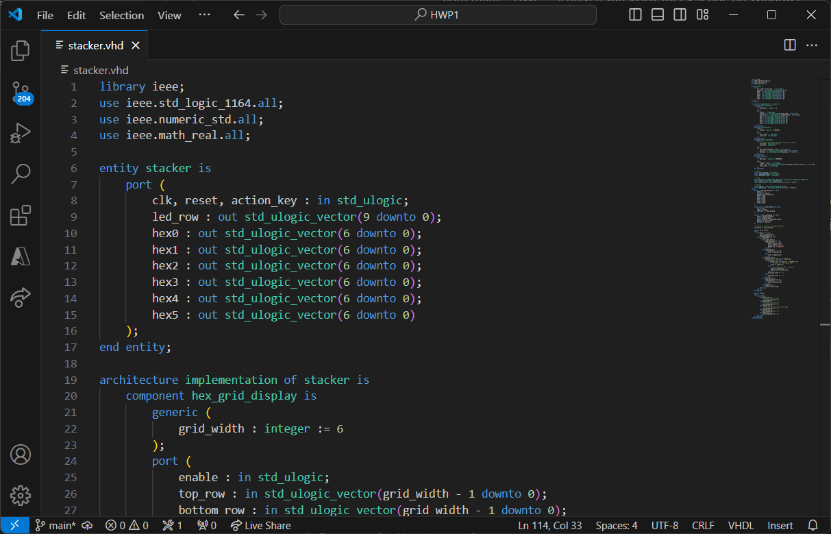 Voorbeeld VHDL in VScode