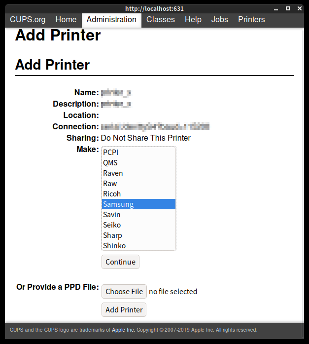 Add Printer Dialog