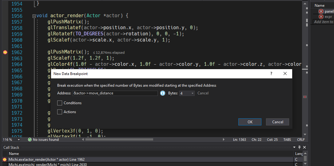Data Breakpoint Setting