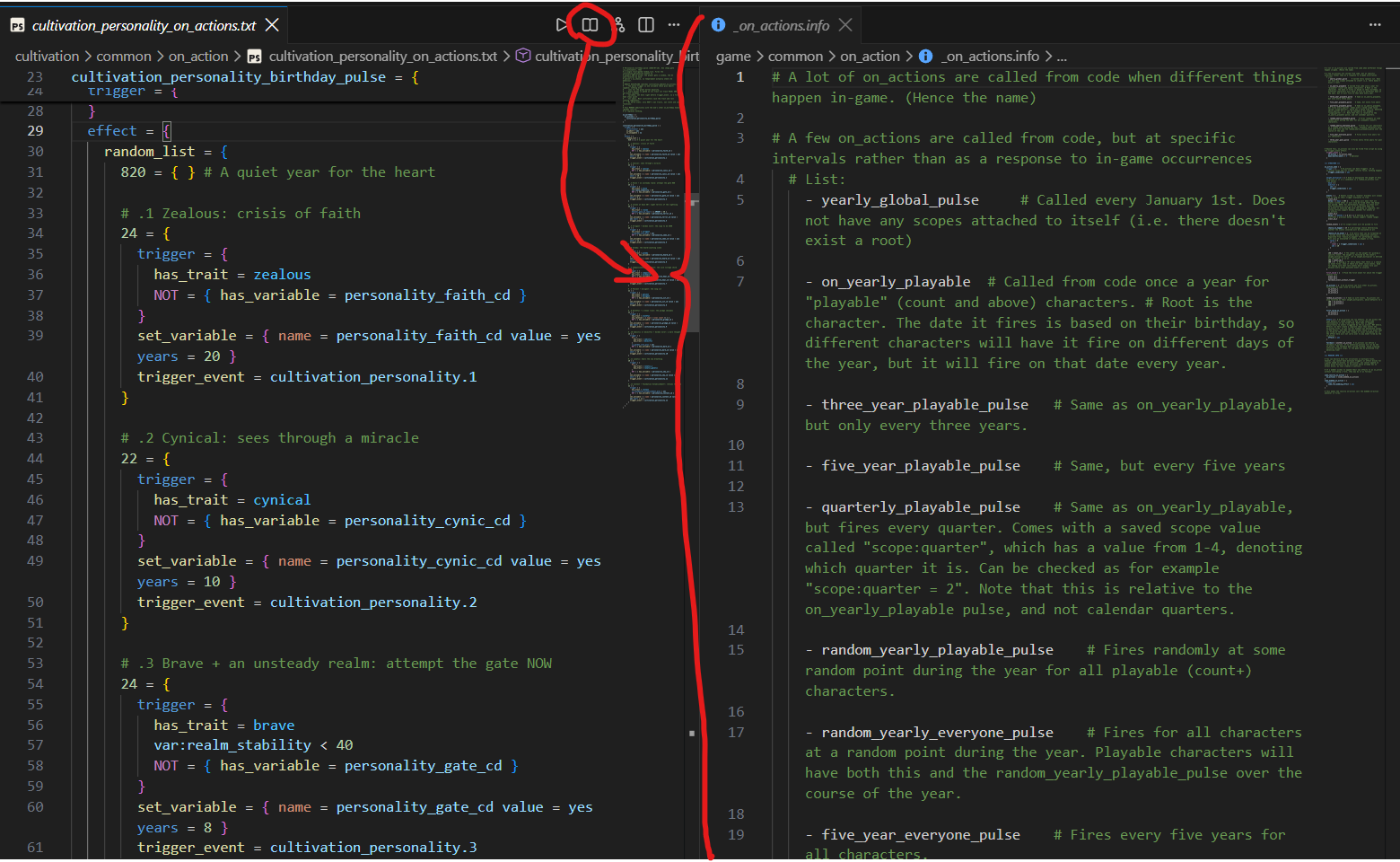 Editing opinion modifiers with the vanilla _opinions.info format doc open beside it