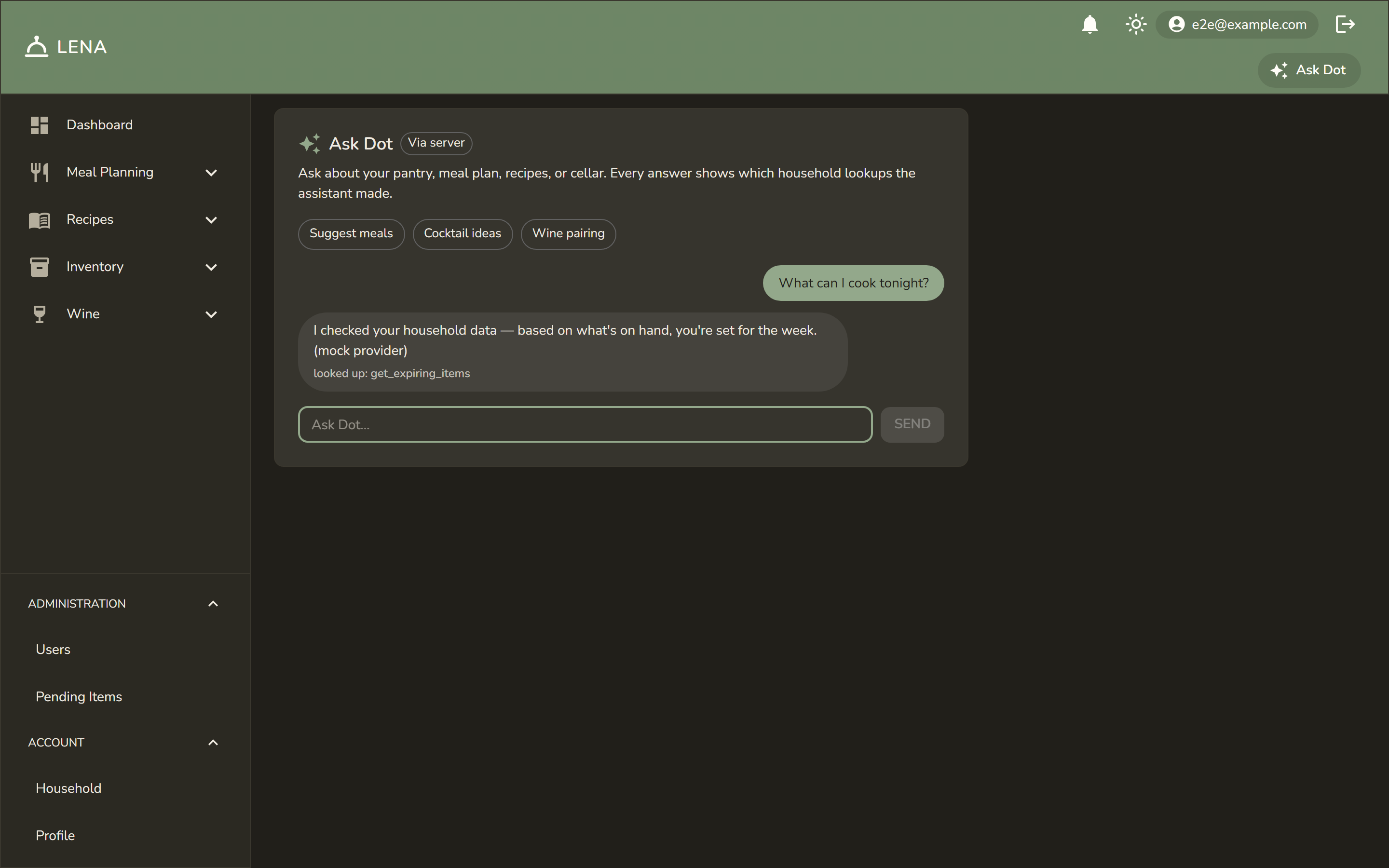 An answered question in dark mode — engine badge and provenance