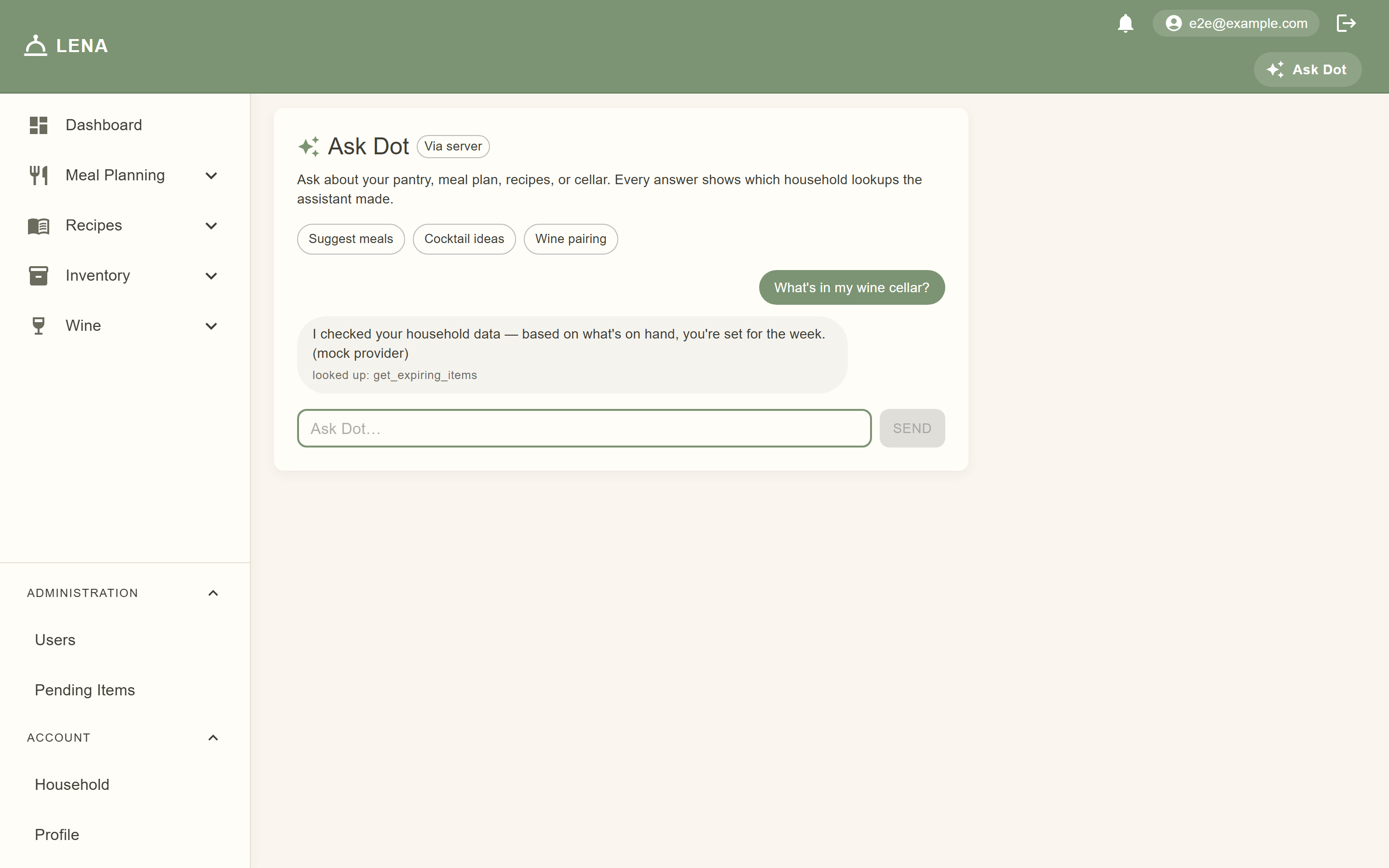 Assistant answer with tool attribution