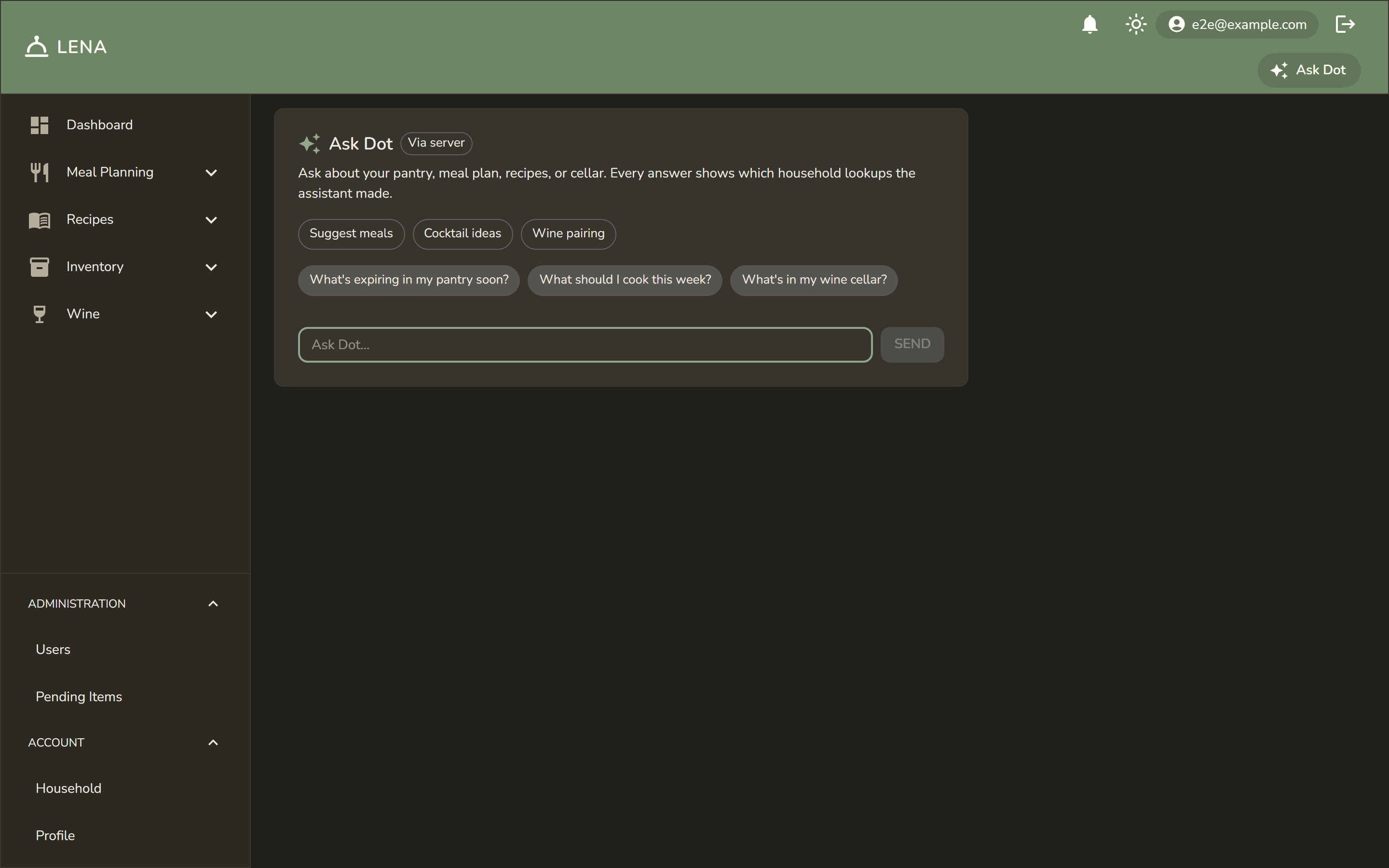 Ask Dot in dark mode