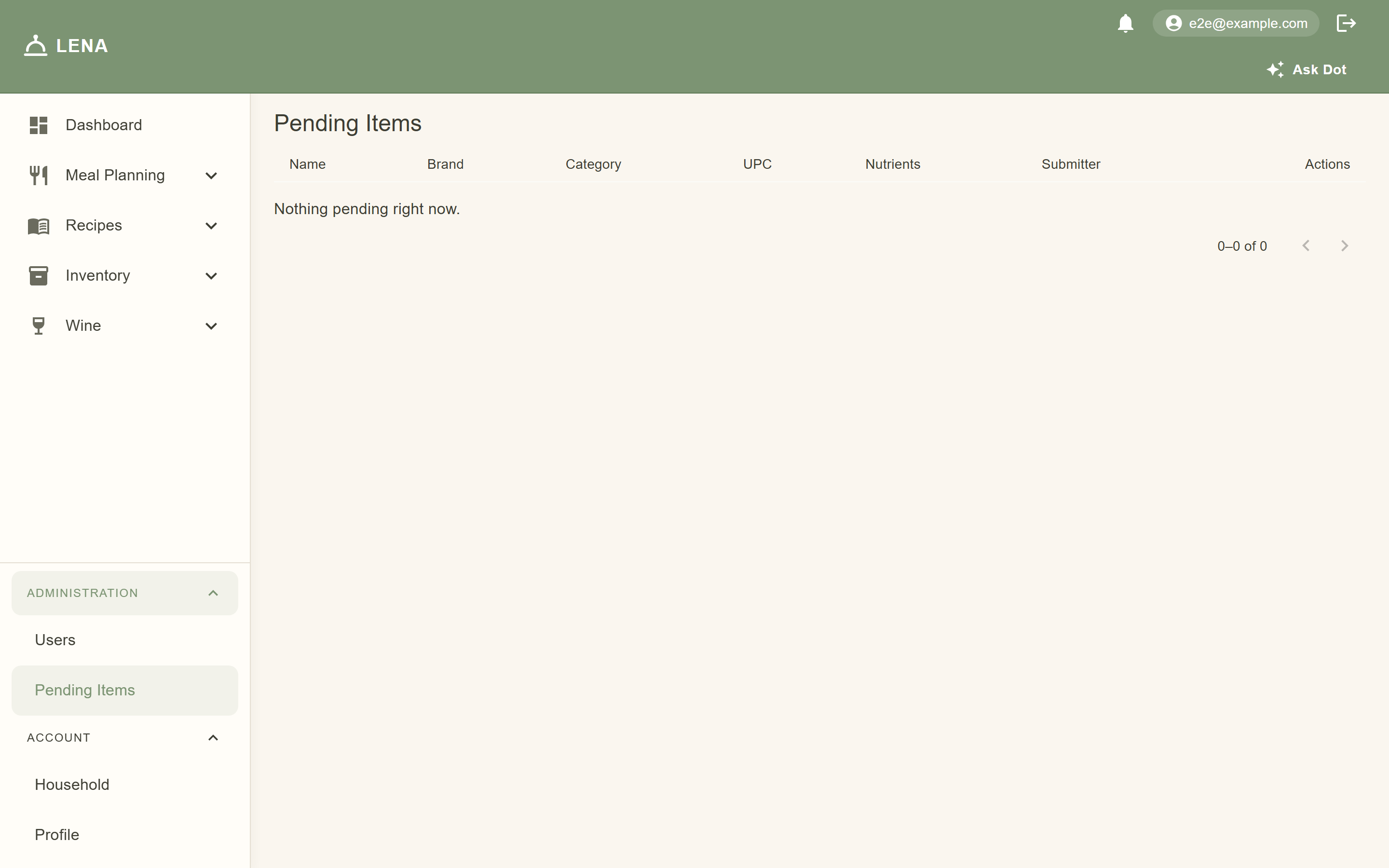 Web — the Pending Items review queue