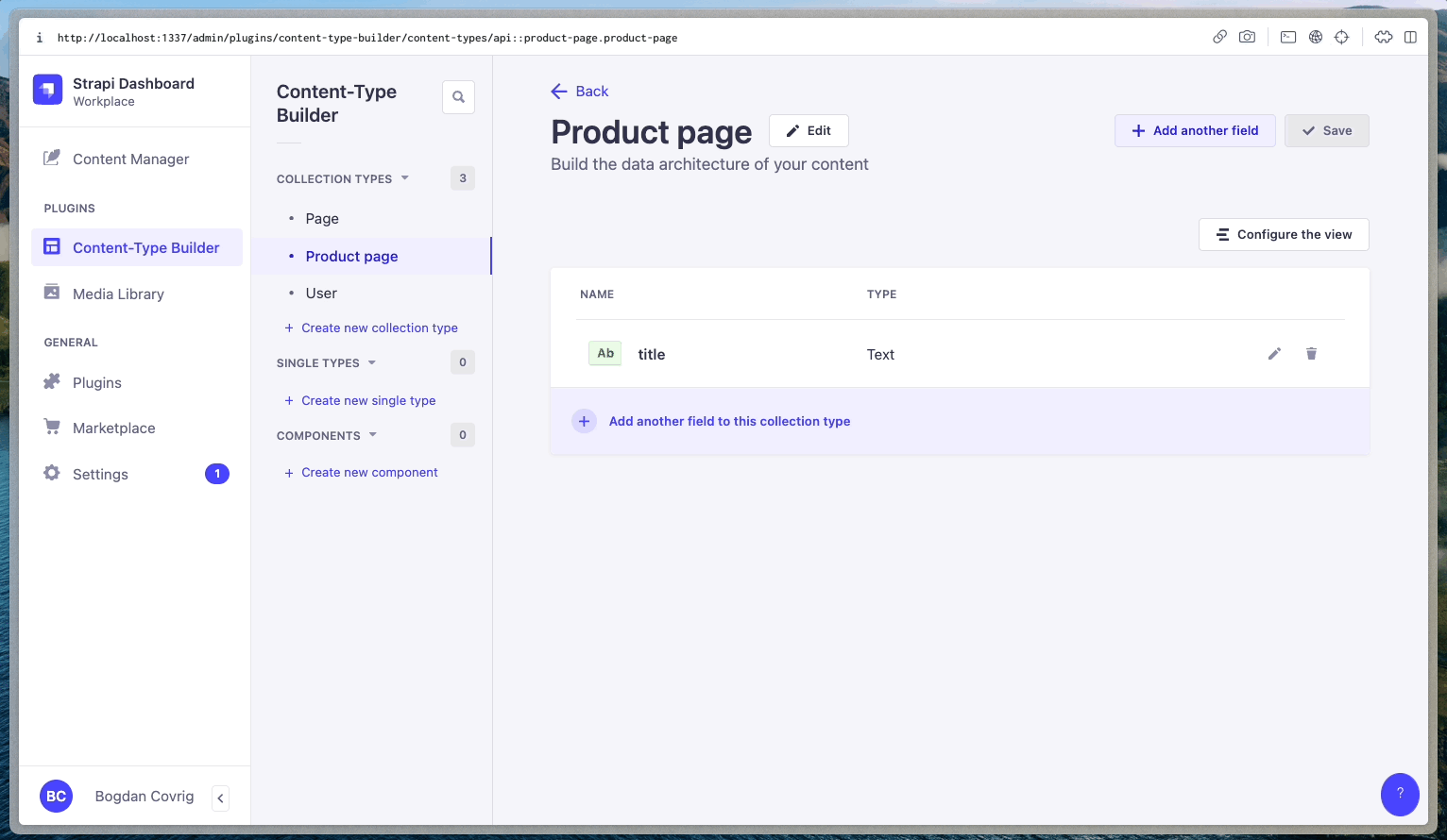 Commercetools custom field preview inside the content type builder
