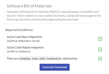 Generate Software Bill of Materials in JupiterOne