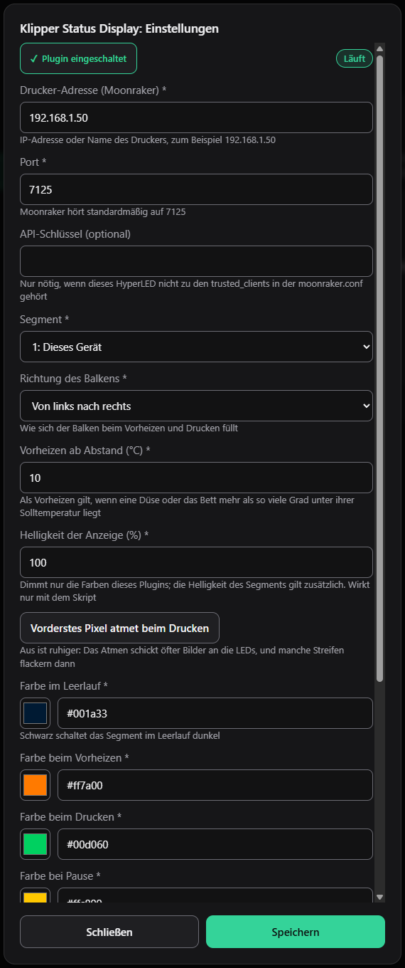 Die Einstellungen eines Plugins
