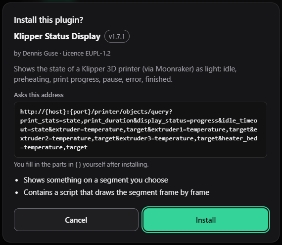 The preview before installing