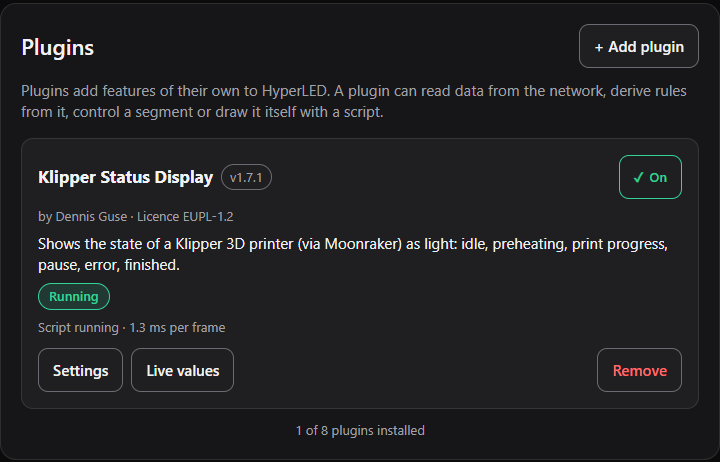 The plugin list