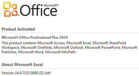 Excel version