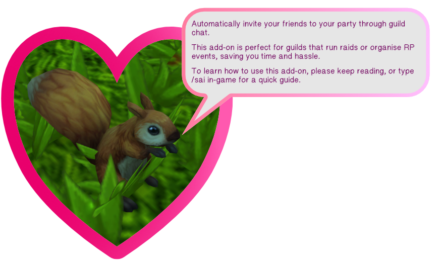 squirrel with speech bubble of addon summary