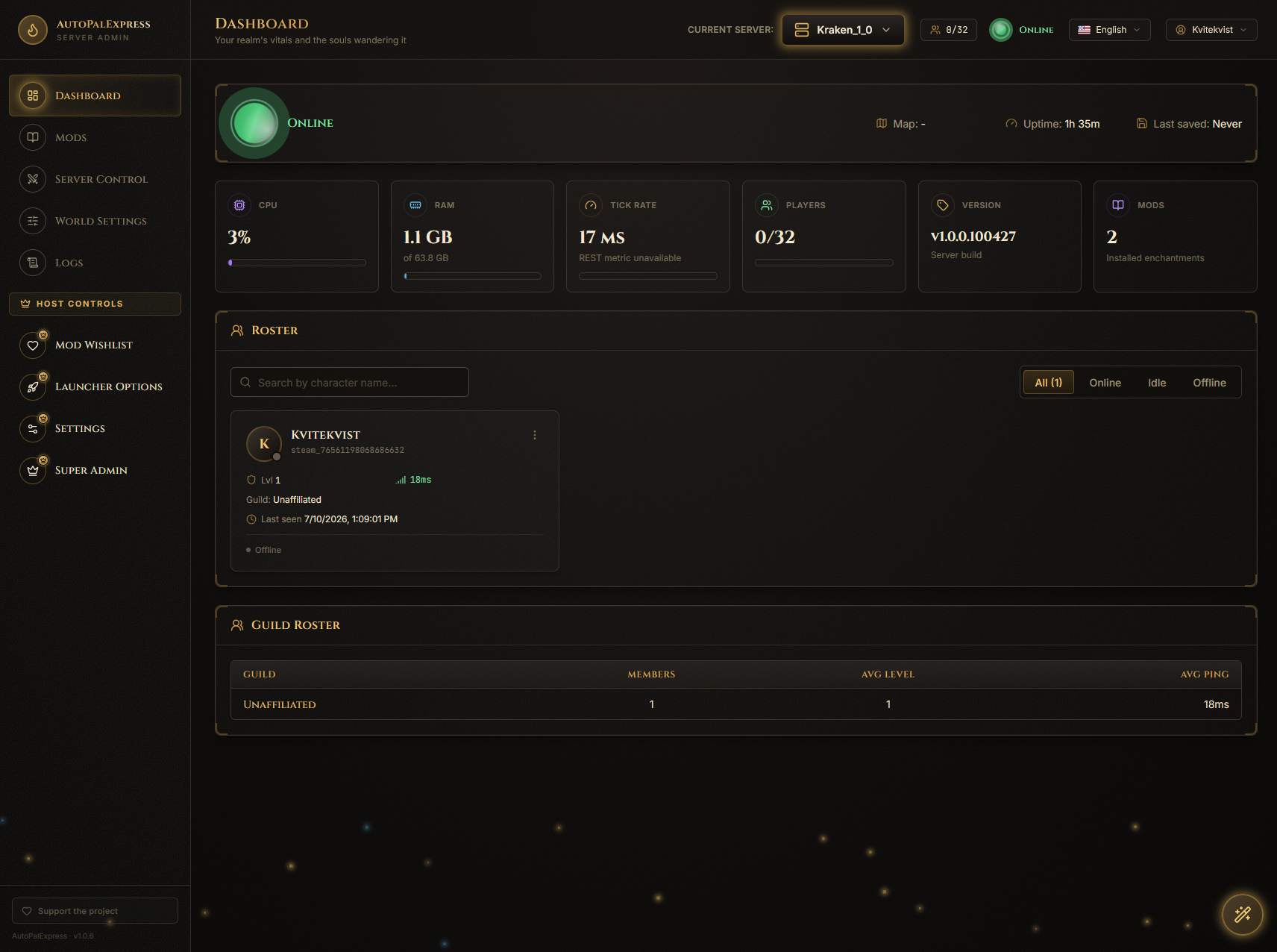 Full Dashboard page