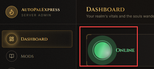 Server status icon and label