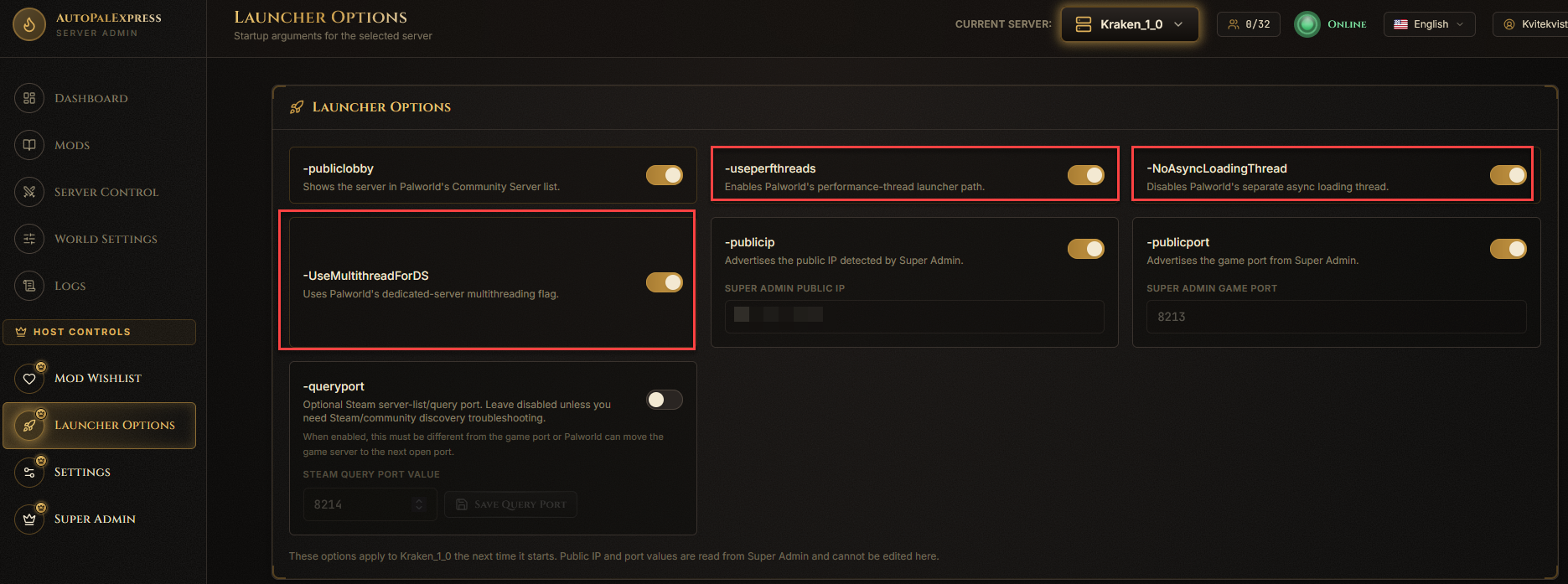 Performance flag toggles