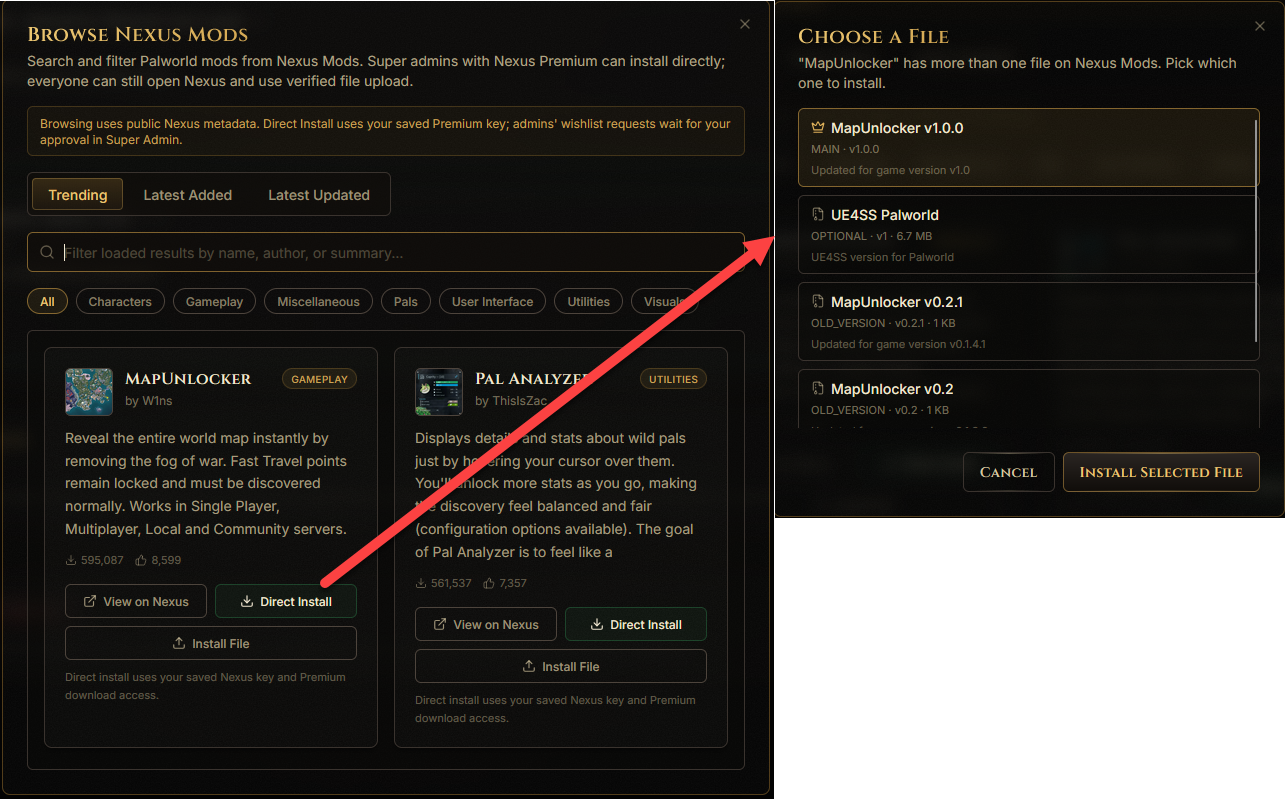 Browse Nexus Mods button