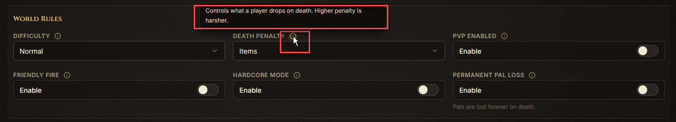 Tooltip info icon next to a field