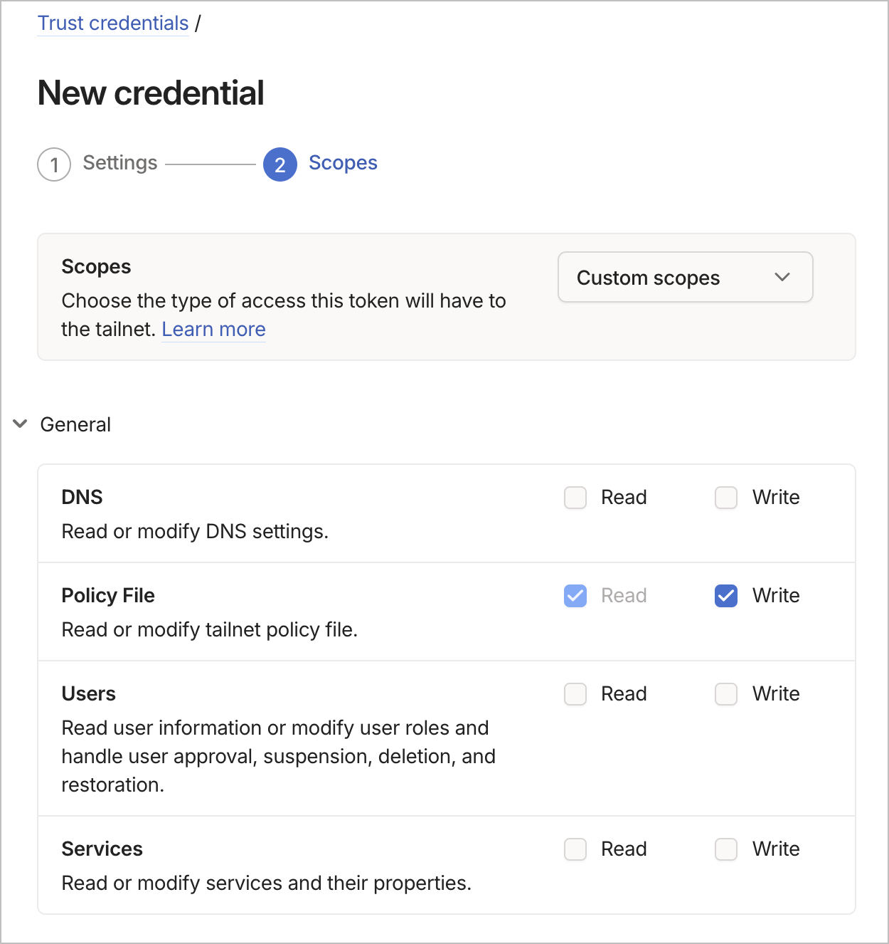 Policy File scope selection